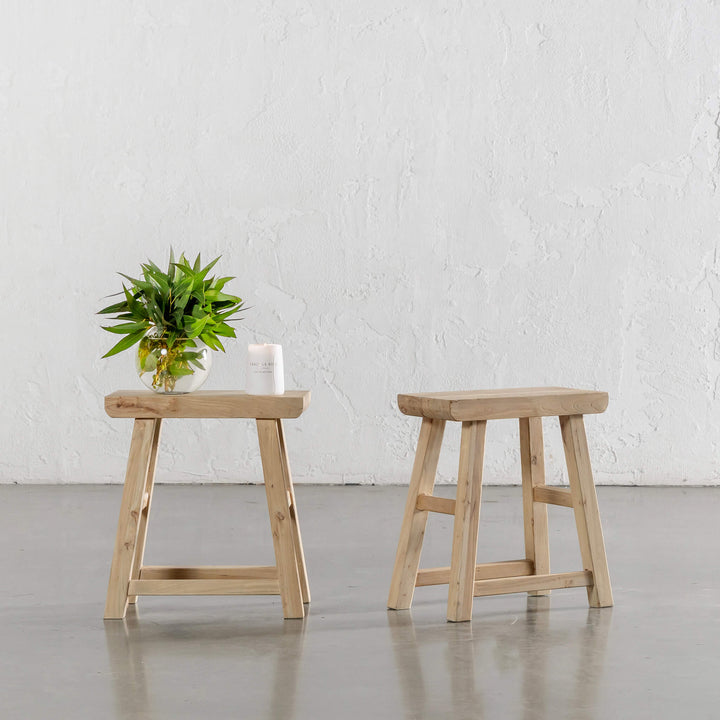 CAPRETTA ELM RECTANGLE WORKERS STOOL  |  BLEACHED BRISTLE  |  BUNDLE X 2