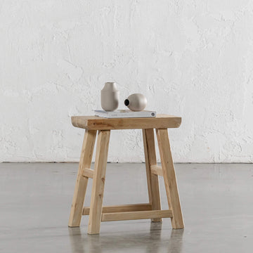 CAPRETTA ELM RECTANGLE  WORKERS STOOL  |  BLEACHED BRISTLE