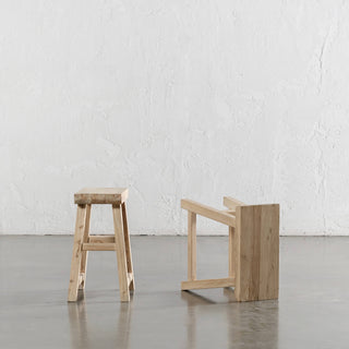CAPRETTA ELM RECTANGLE WORKERS STOOL  |  BLEACHED BRISTLE  |  BUNDLE X 2