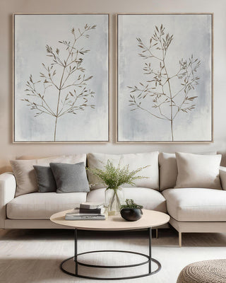 LBD EXCLUSIVE  |  CARMELO FRAMED CANVAS PRINT  |  SET OF 2  |  90CM X 120CM  |  NATURAL + SKY + OFF WHITE