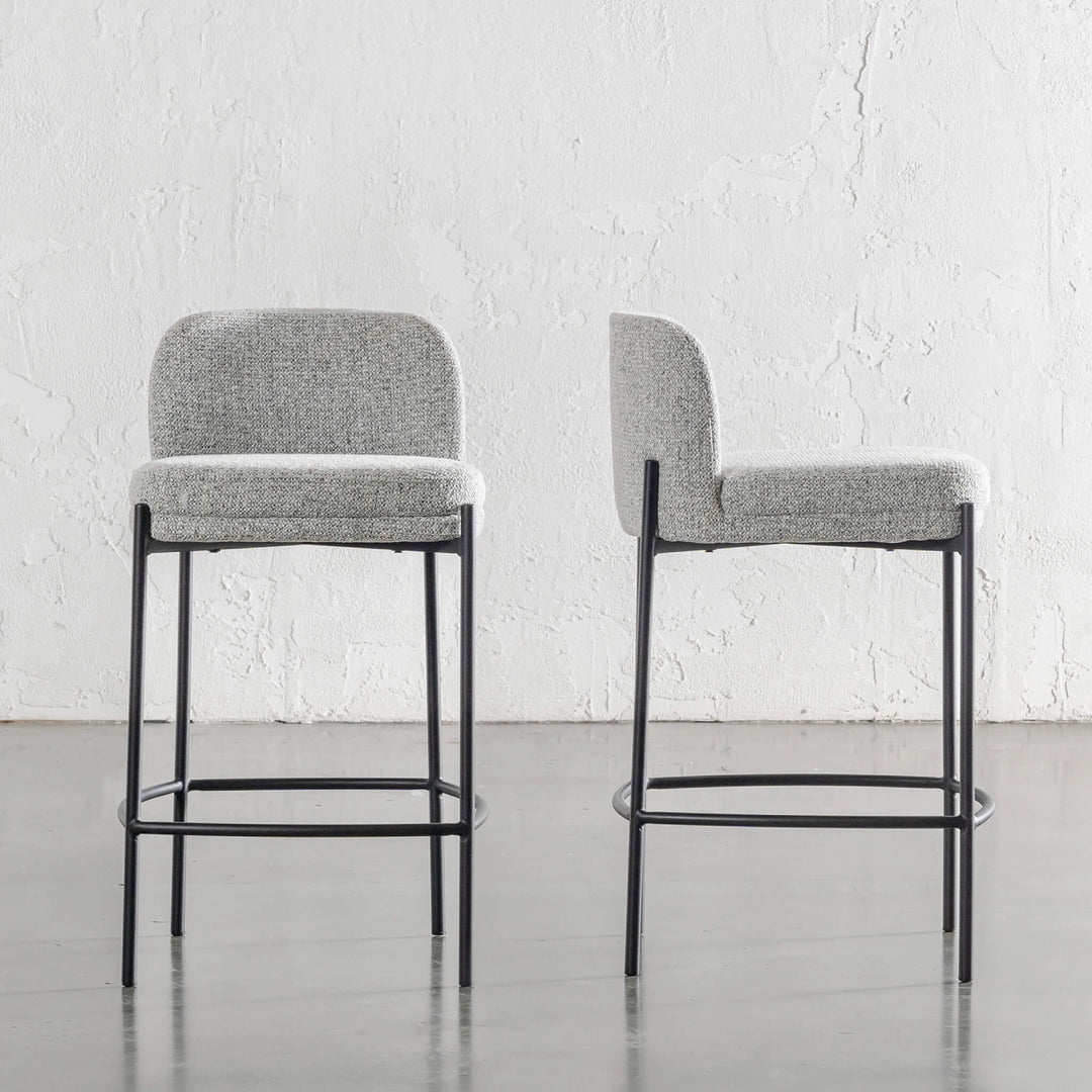 CARMO MODERNA LOW BACK FABRIC BAR CHAIR  |  FOG HAZE + BLACK FRAME