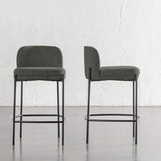CARMO MODERNA LOW BACK FABRIC BAR CHAIR  |  BANKSIA LEAF GREEN + BLACK FRAME
