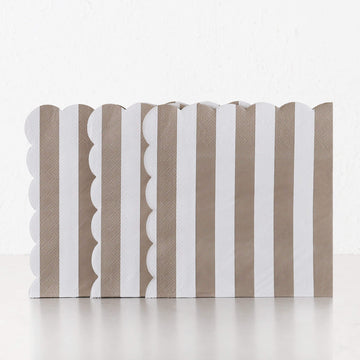 CARNIVAL PAPER NAPKIN BUNDLE X3  |  STRIPED TAUPE + WHITE