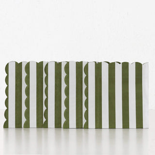CARNIVAL PAPER NAPKIN BUNDLE X5  |  STRIPED OLIVE + WHITE