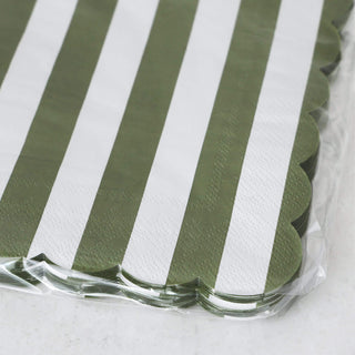 CARNIVAL PAPER NAPKIN CLOSE UP  |  STRIPED OLIVE + WHITE