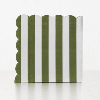 Carnival Paper Napkin  | 20 Pack |  Striped Olive + White