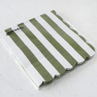 CARNIVAL PAPER NAPKIN BUNDLE  |  STRIPED OLIVE + WHITE
