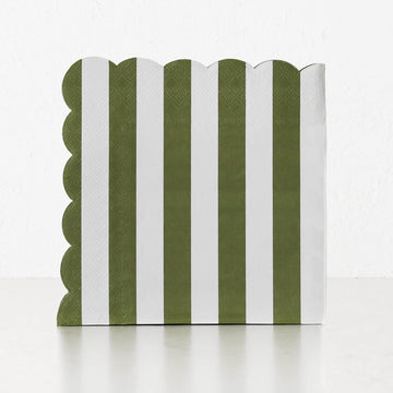 CARNIVAL PAPER NAPKIN BUNDLES  |  STRIPED OLIVE + WHITE