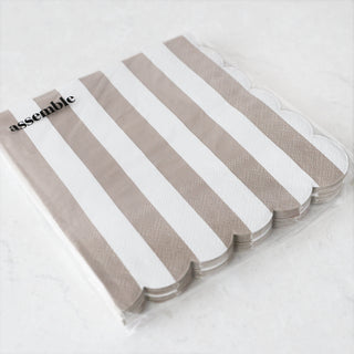 CARNIVAL PAPER NAPKIN BUNDLE |  STRIPED TAUPE + WHITE
