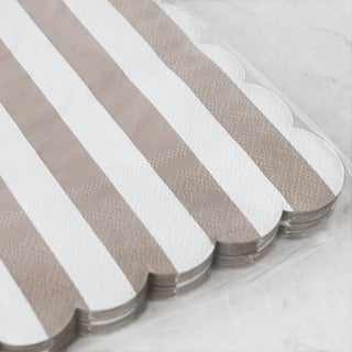 CARNIVAL PAPER NAPKIN CLOSE UP |  STRIPED TAUPE + WHITE