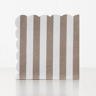 Carnival Paper Napkin  | 20 Pack |  Striped Taupe + White