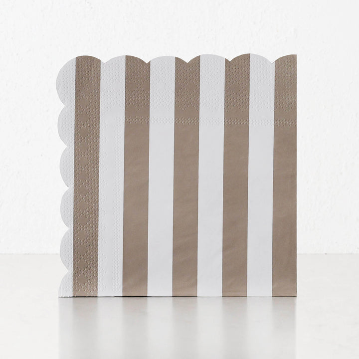 CARNIVAL PAPER NAPKIN BUNDLES  |  STRIPED TAUPE + WHITE