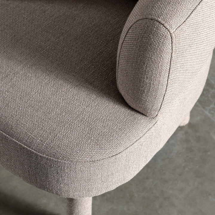 CARSON ATINA ROUNDED ARMCHAIR  |  TAUPE BASKET WEAVE