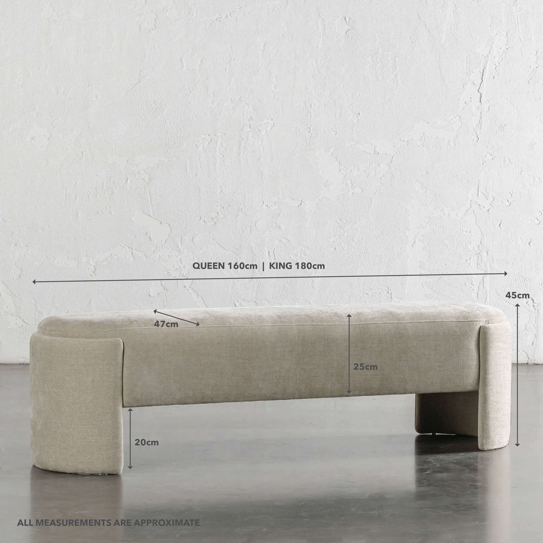 CARSON ATINA BENCHSEAT  |  WARM SORRENTO SAND | MEASUREMENTS