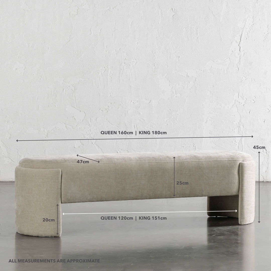 CARSON ATINA BENCHSEAT  |  WARM SORRENTO SAND | MEASUREMENTS