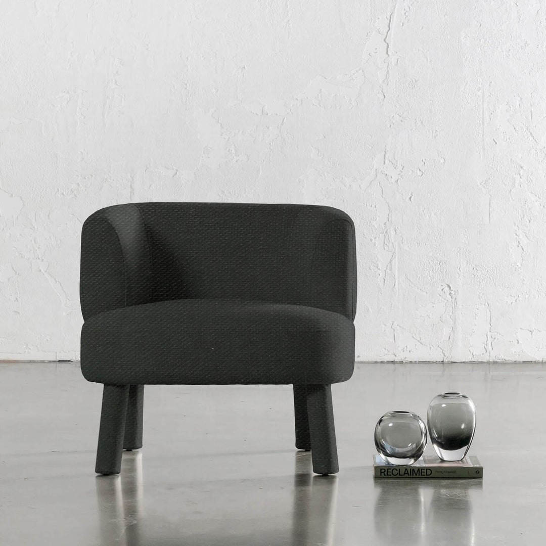 PRE ORDER  |  CARSON ATINA ROUNDED ARMCHAIR  |  BLADE OLIVE WEAVE