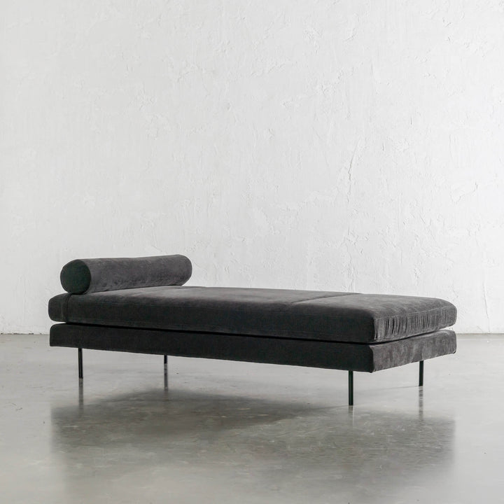 CARSON CONTEMPO RIBBED DAY BED | NOIR BLACK TEXTURED VELOUR