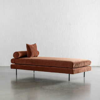 CARSON CONTEMPO RIBBED DAY BED | TERRA RUST TEXTURED VELOUR
