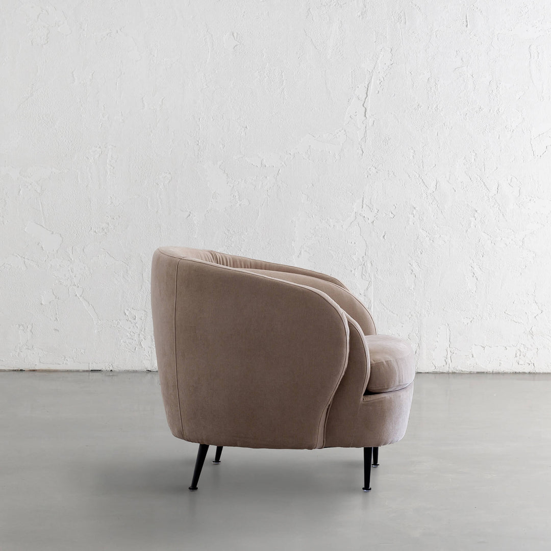 CARSON CURVE ARMCHAIR | DESERT SAND TEXTURED VELOUR | SIDE