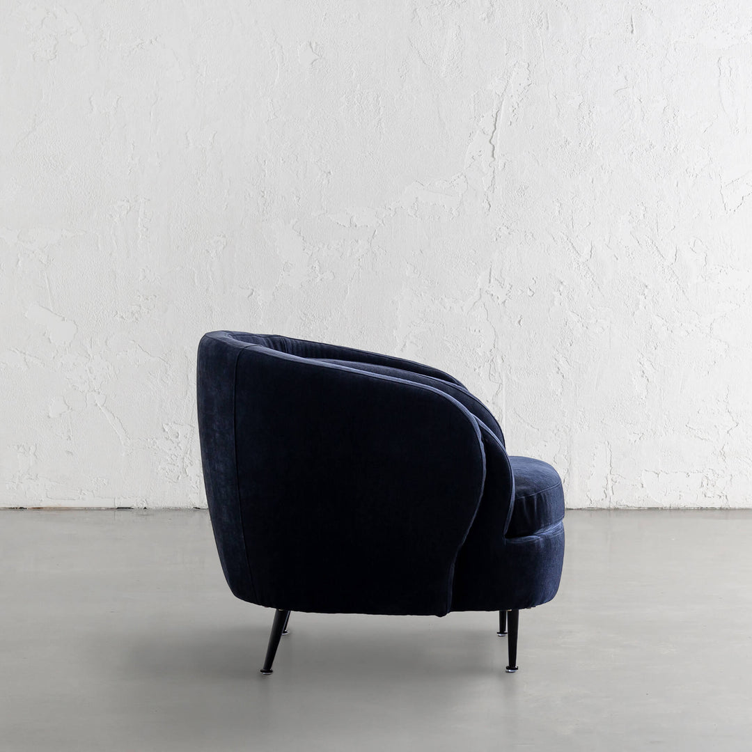 CARSON CURVE ARMCHAIR | MIDNIGHT INK TEXTURED VELOUR | SIDE