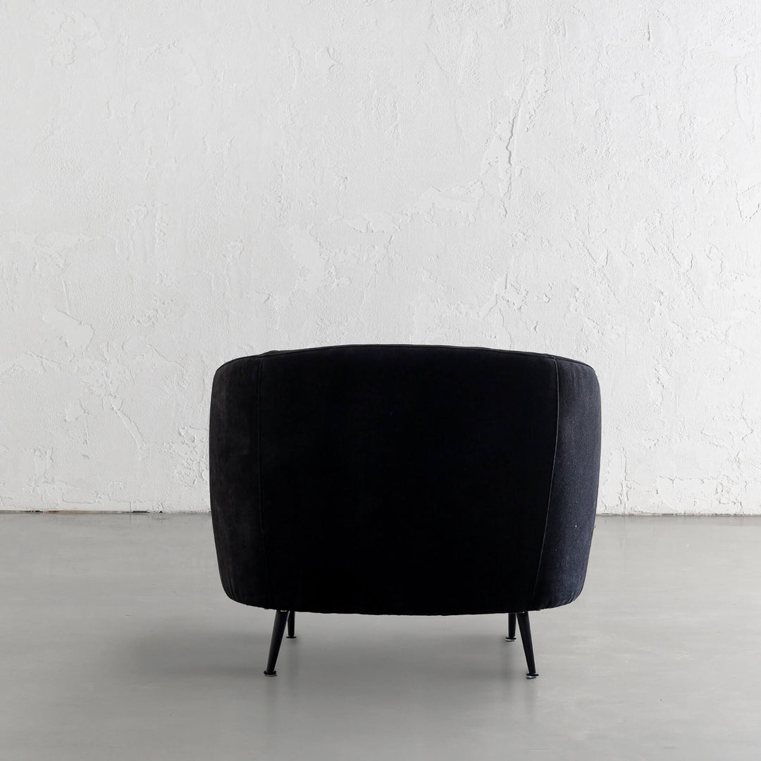 CARSON CURVE ARMCHAIR | NOIR BLACK TEXTURED VELOUR | BACK