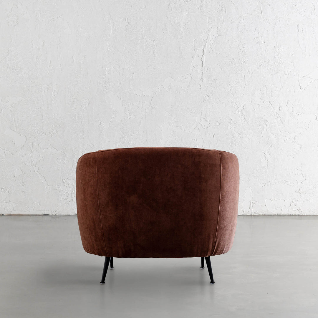 CARSON CURVE ARMCHAIR  |  TERRA RUST TEXTURED VELOUR