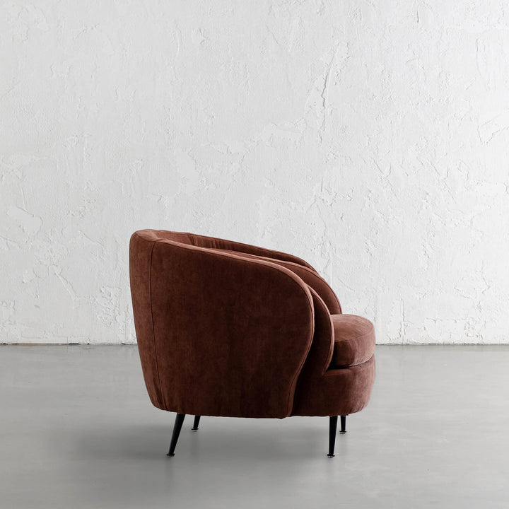 CARSON CURVE ARMCHAIR  |  TERRA RUST TEXTURED VELOUR