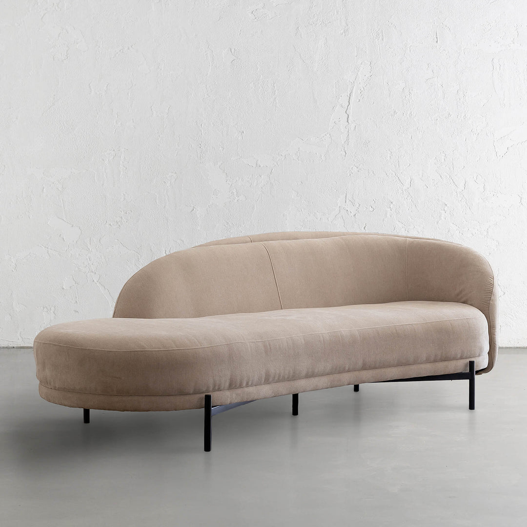 CARSON CURVE DAYBED SOFA  |  DESERT SAND TEXTURED VELOUR