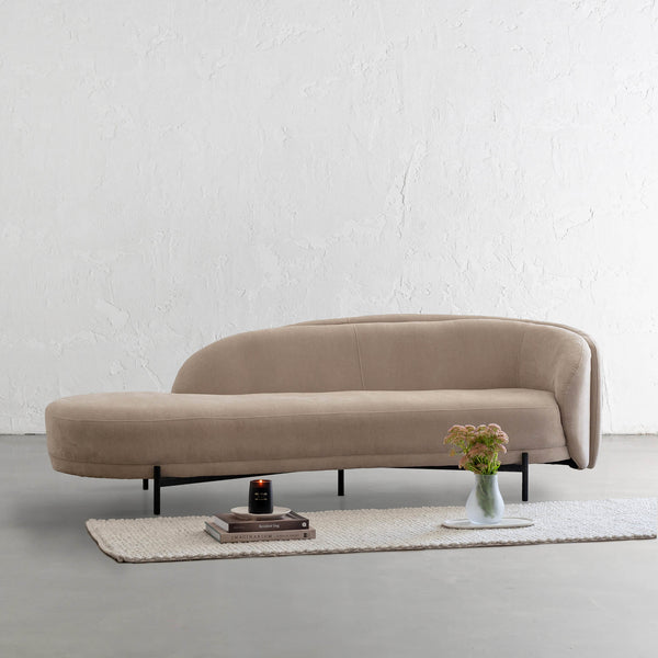 CARSON CURVE DAYBED SOFA  |  DESERT SAND TEXTURED VELOUR