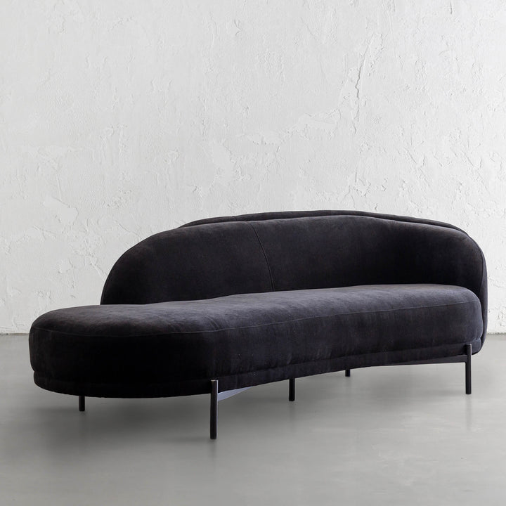 CARSON CURVE DAYBED SOFA | NOIR BLACK TEXTURED VELOUR