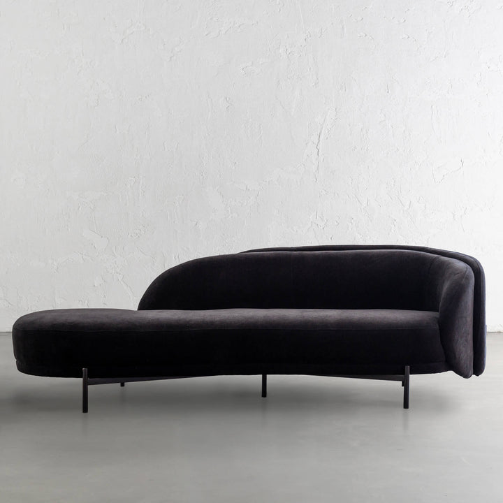 CARSON CURVE DAYBED SOFA | NOIR BLACK TEXTURED VELOUR