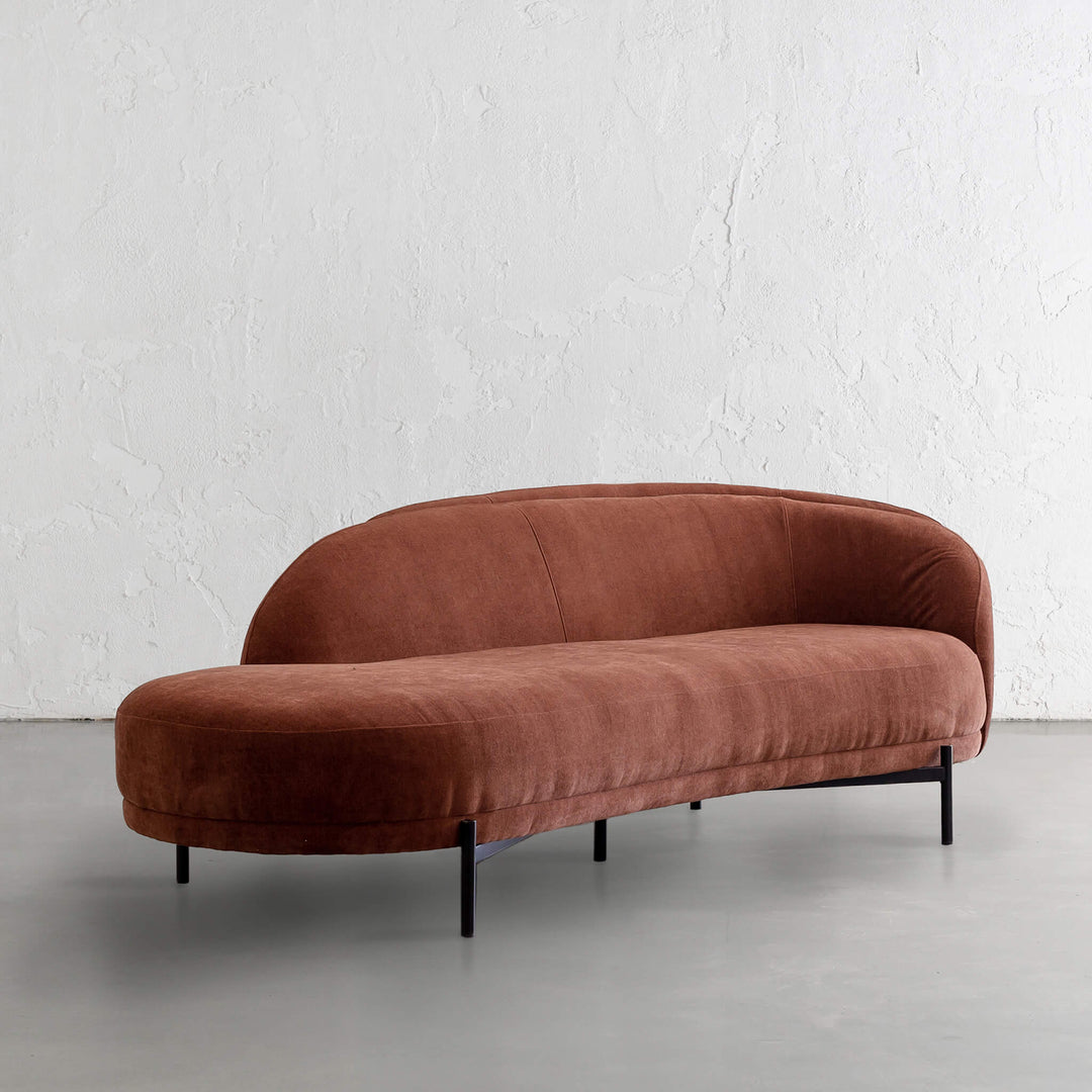 CARSON CURVE DAYBED SOFA | TERRA RUST TEXTURED VELOUR