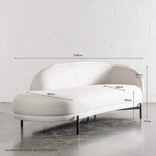 CARSON CURVE DAYBED SOFA  |  JOVAN DOVE NATURAL | MEASUREMENTS