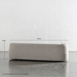 CARSON CURVED SLIM BENCH OTTOMAN  |  LG 160CM  |  JOVAN EARTH | MEASUREMENTS