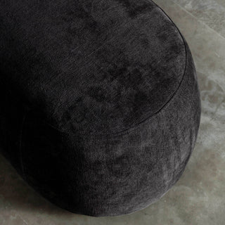 CARSON CURVED SLIM BENCH OTTOMAN | XL 180CM | NOIR BLACK TEXTURED VELOUR | CLOSEUP