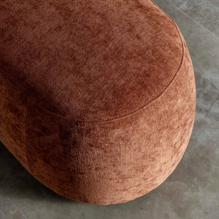 CARSON CURVED SLIM BENCH OTTOMAN | LG 160CM | TERRA RUST TEXTURED VELOUR | CLOSEUP
