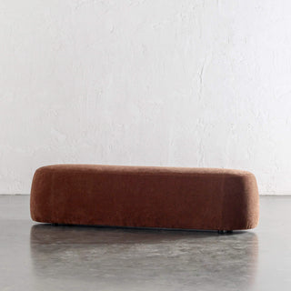 CARSON CURVED SLIM BENCH OTTOMAN | LG 160CM | TERRA RUST TEXTURED VELOUR | UNSTYLED