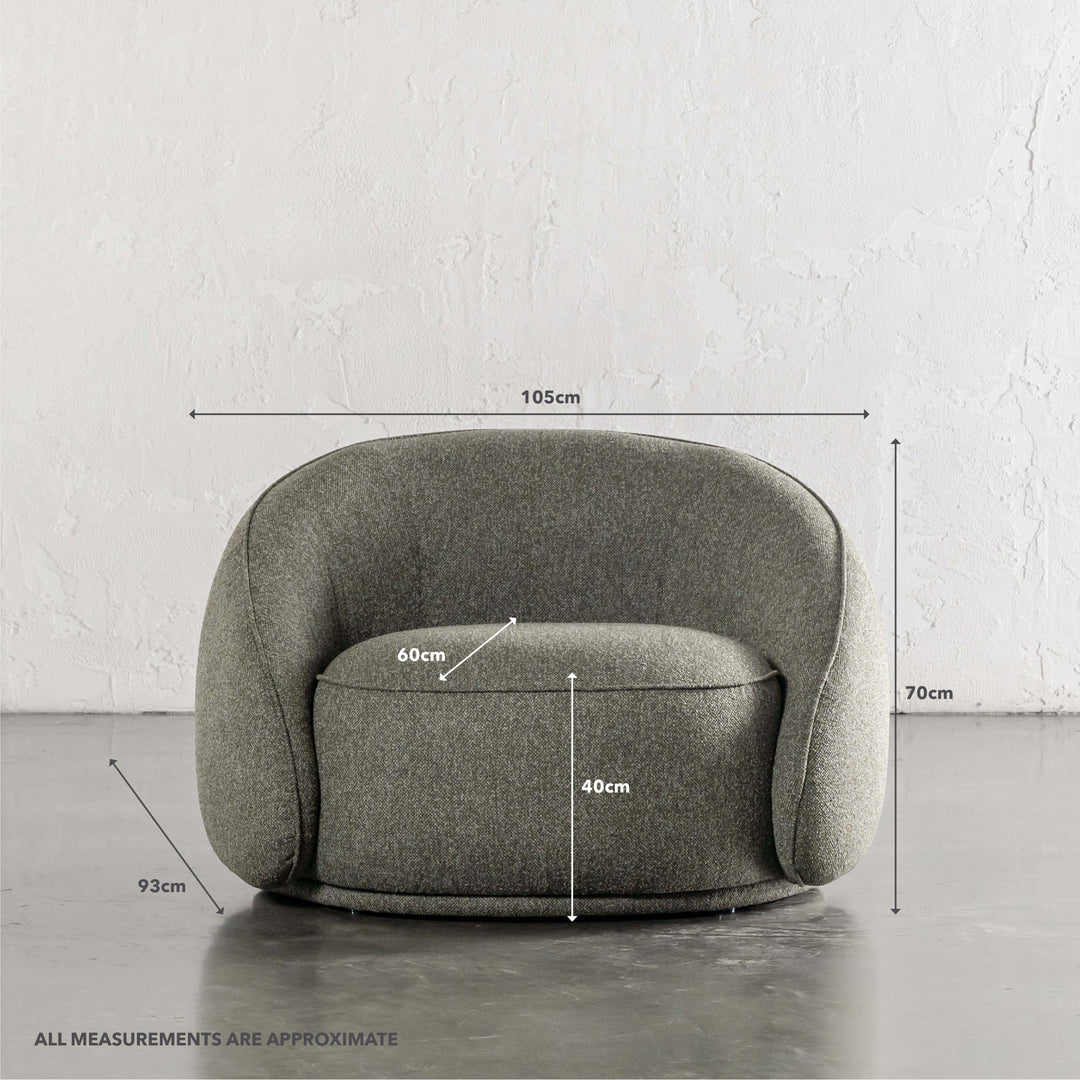 CARSON LINCOLN CURVED ARMCHAIR  |  BAYLEAF GREEN | MEASUREMENTS