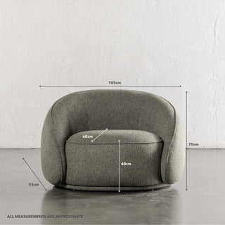 CARSON LINCOLN CURVED ARMCHAIR  |  BAYLEAF GREEN | MEASUREMENTS