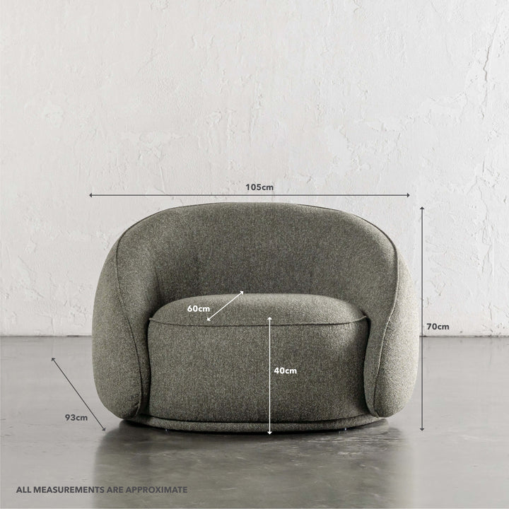 CARSON LINCOLN CURVED ARMCHAIR  |  BAYLEAF GREEN | MEASUREMENTS