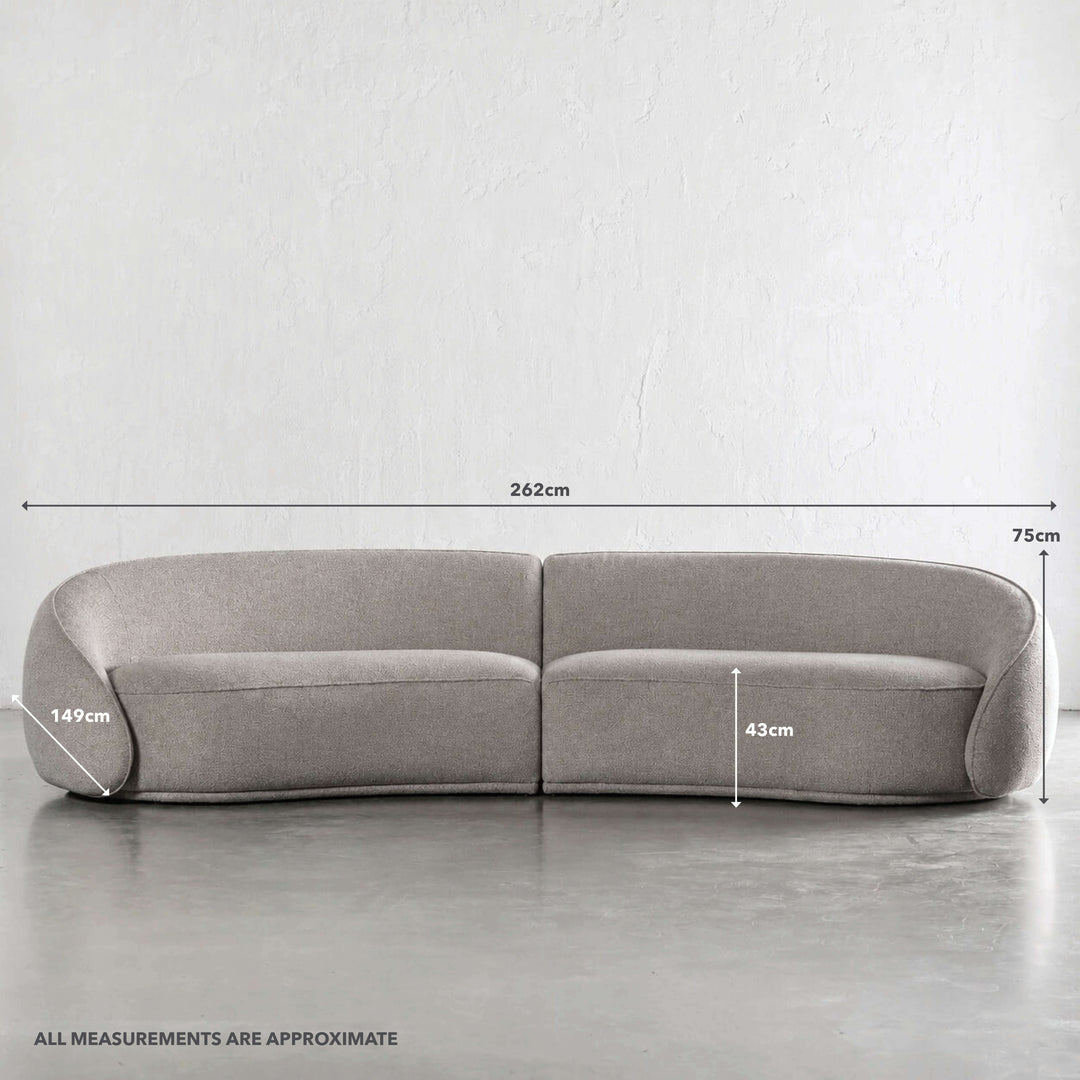 CARSON LINCOLN CURVED 3S SOFA  |  SANDY DUSK | MEASUREMENTS