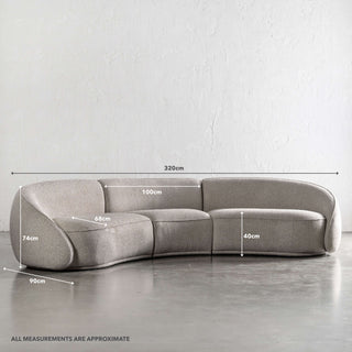 CARSON LINCOLN CURVED 3S SOFA  |  SANDY DUSK