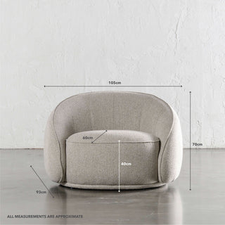 CARSON LINCOLN CURVED ARMCHAIR  |  SANDY DUSK | MEASUREMENTS