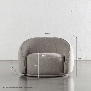 CARSON LINCOLN CURVED ARMCHAIR  |  SANDY DUSK | MEASUREMENTS