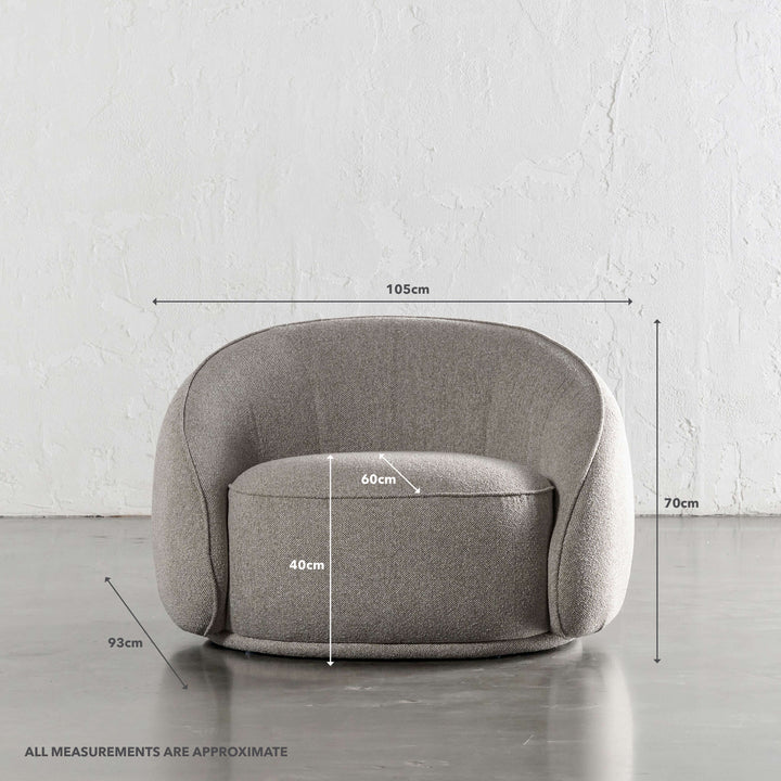 CARSON LINCOLN CURVED ARMCHAIR  |  SANDY DUSK | MEASUREMENTS