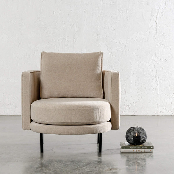 35% FINAL SALE  |  CARSON MODERNA CURVED RIBBED CHAIR  |  BOUCLE BALTIC SAND