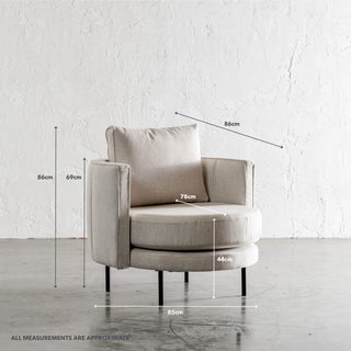 CARSON MODERNA CURVED RIBBED CHAIR  |  JOVAN DOVE NATURAL | MEASUREMENTS