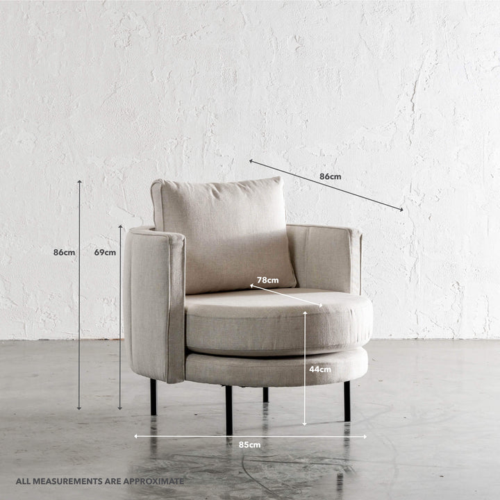 CARSON MODERNA CURVED RIBBED CHAIR  |  JOVAN DOVE NATURAL | MEASUREMENTS