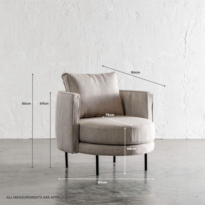 CARSON MODERNA CURVED RIBBED CHAIR  |  JOVAN EARTH | MEASUREMENTS