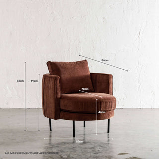 CARSON CURVED SLIM BENCH OTTOMAN | LG 160CM | TERRA RUST TEXTURED VELOUR | MEASUREMENTS